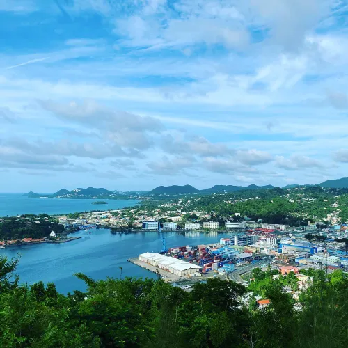 View of Castries harbour looking north over the island